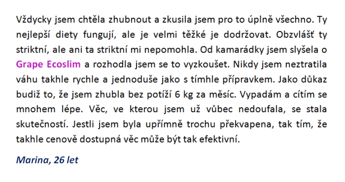 Grape Ecoslim zkušenosti